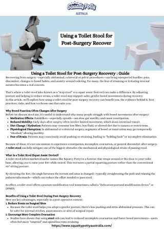 Using a Toilet Stool for Post-Surgery Recovery  Guide