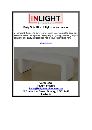 Party Sofa Hire | Inlightstudios.com.au