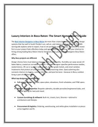 Luxury Interiors in Boca Raton: The Smart Homeowner’s Guide
