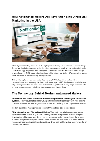 How Automated Mailers Are Revolutionizing Direct Mail Marketing in the USA