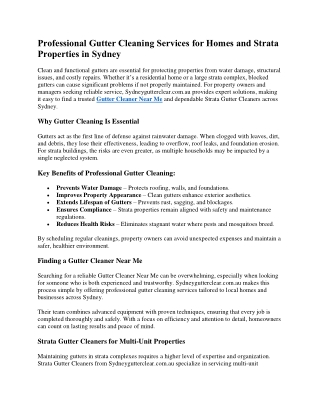 Professional Gutter Cleaning Services for Homes and Strata Properties in Sydney