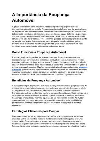 poupança automóvel