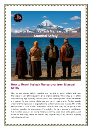 How to Reach Kailash Mansarovar from Mumbai Safely