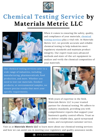 Chemical Testing Service by Materials Metric LLC