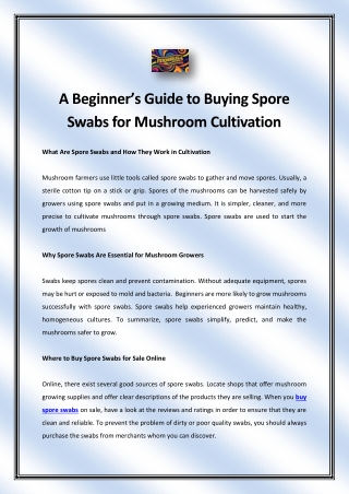 A Beginner’s Guide to Buying Spore Swabs for Mushroom Cultivation