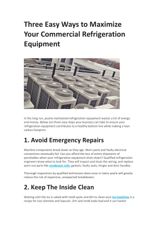 Three Easy Ways to Maximize Your Commercial Refrig