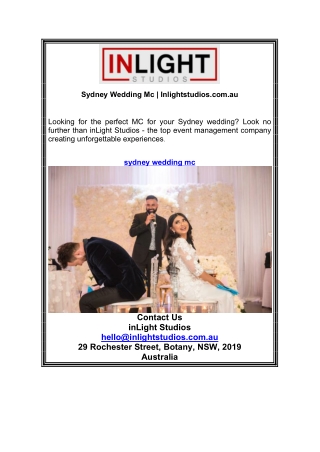 Sydney Wedding Mc | Inlightstudios.com.au