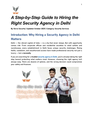 A Step-by-Step Guide to Hiring the Right Security Agency in Delhi