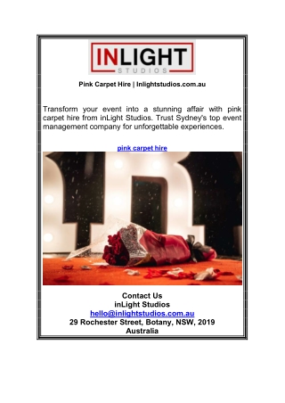 Pink Carpet Hire | Inlightstudios.com.au