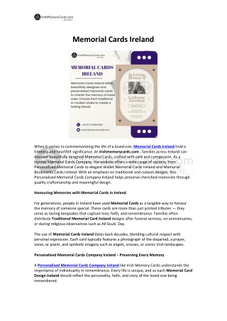 Memorial Cards Ireland