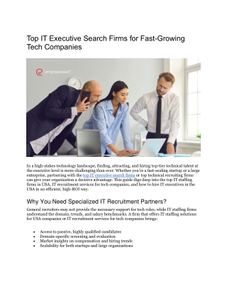 Top IT Executive Search Firms for Fast-Growing Tech Companies
