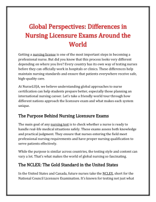 Global Perspectives_ Differences in Nursing Licensure Exams Around the World