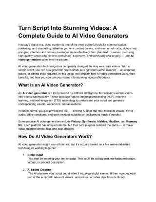 Turn Script Into Stunning Videos_ A Complete Guide to AI Video Generators
