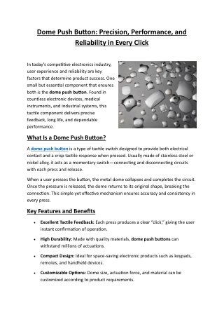 High-Quality Dome Push Button Switches | Metal-Domes