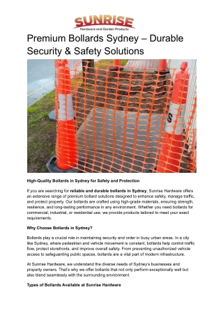 Premium Bollards Sydney – Durable Security & Safety Solutions