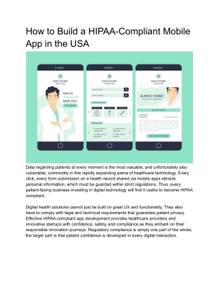 HIPAA-Compliant Mobile App Development: Step-by-Step Guide for U.S. Healthcare