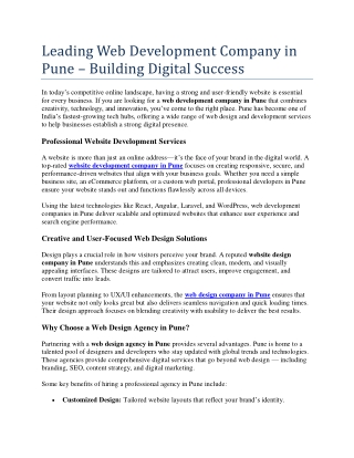 Leading Web Development Company in Pune