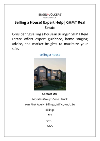 Selling a House? Expert Help | GHMT Real Estate