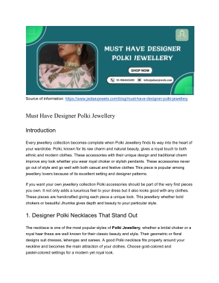 Must Have Designer Polki Jewellery