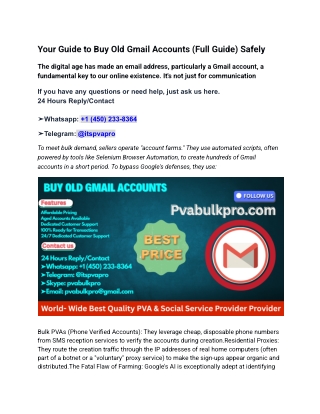 Your Guide to Buy Old Gmail Accounts (Full Guide) Safely