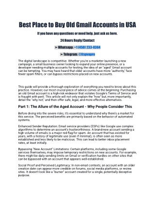 Top 10 Websites To Buy Old Gmail Accounts in USA