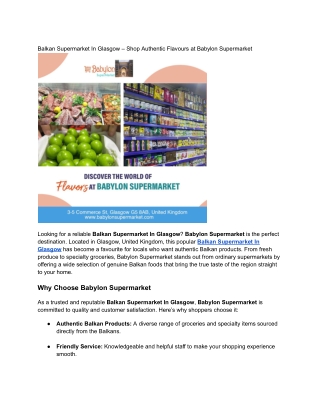 Balkan Supermarket In Glasgow – Discover Authentic Flavours at Babylon Supermark
