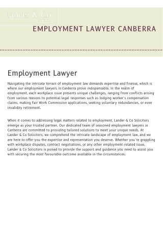 Employment Lawyer Canberra PDF