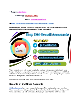 Old Gmail Accounts for Sale (2025) – Trusted, Aged & Ready to Use