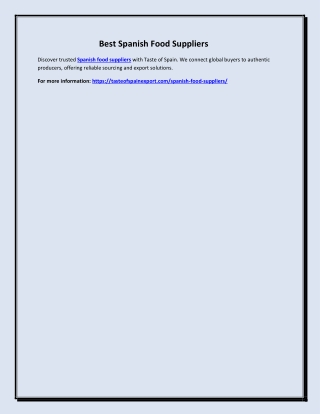 Best Spanish Food Suppliers