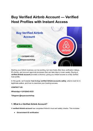 Buy Verified Airbnb Account — Verified Host Profiles with Instant Access