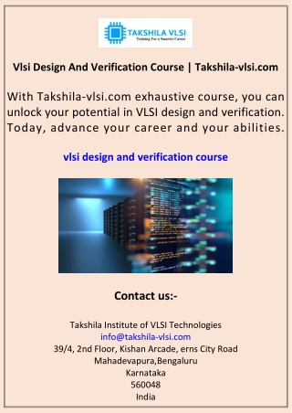 Vlsi Design And Verification Course Takshila-vlsi.com