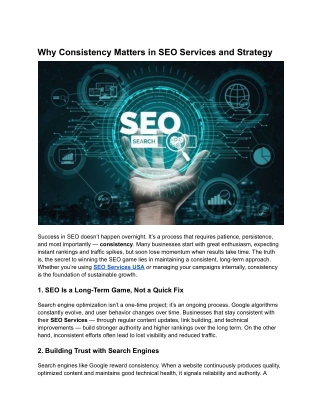 Why Consistency Matters in SEO Services and Strategy