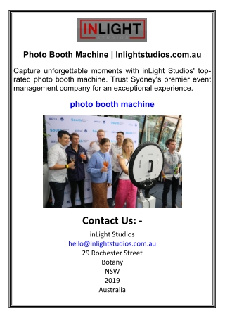 Photo Booth Machine  Inlightstudios.com.au