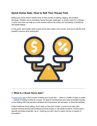Quick Home Sale_ How to Sell Your House Fast