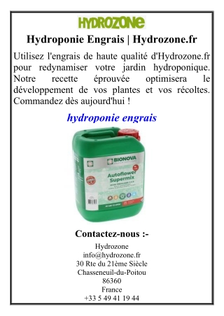 Hydroponie Engrais | Hydrozone.fr