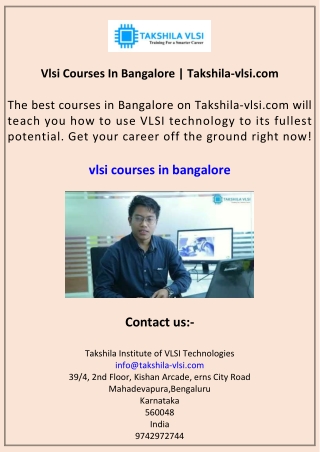 Vlsi Courses In Bangalore Takshila-vlsi.com