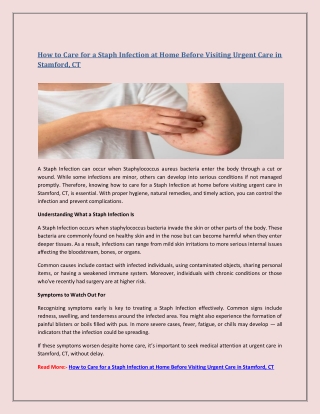 How to Care for a Staph Infection at Home Before Visiting Urgent Care