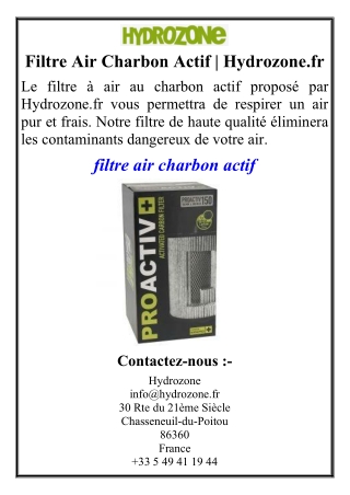 Filtre Air Charbon Actif | Hydrozone.fr