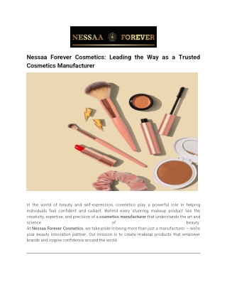 Nessaa Forever Cosmetics_ Leading the Way as a Trusted Cosmetics Manufacturer