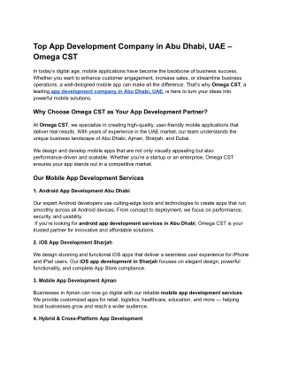 Mobile App Development Services Company In Dubai