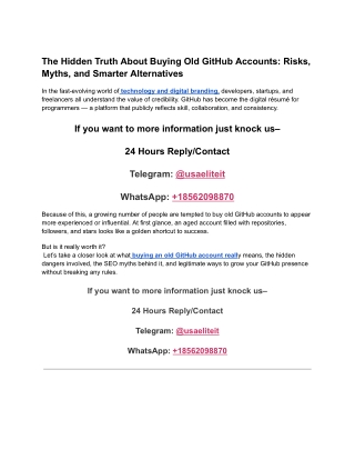 Step-by-Step Guide to Buy Old GitHub Account with Commit History