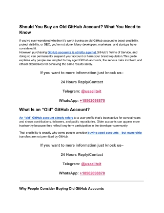 How to Purchase a GitHub Account with All Past Commits