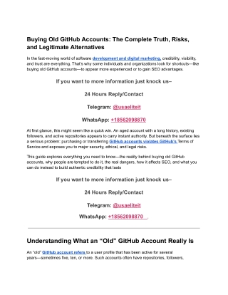Buying an Old GitHub Account: Preserve Commit History
