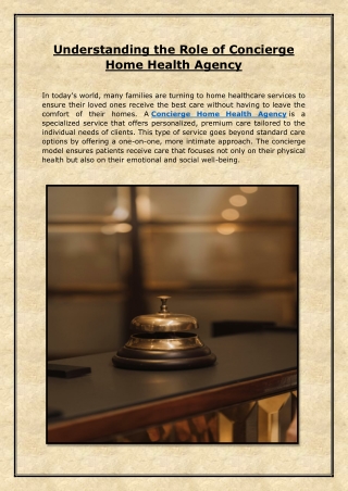 Understanding the Role of Concierge Home Health Agency