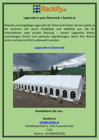 Lagerzelte in ganz Österreich  Rackify.at