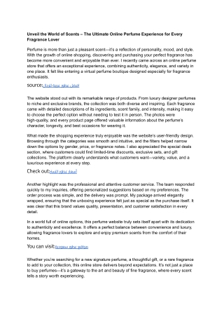 _Unveil the World of Scents – The Ultimate Online Perfume Experience for Every Fragrance Lover