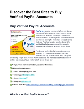 Discover the Best Sites to Buy Verified PayPal Accounts
