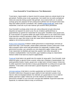 Coss Kozmetik'te Tırnak Bakımının Tüm Malzemeleri