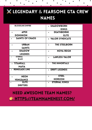 Legendery GTA crew names
