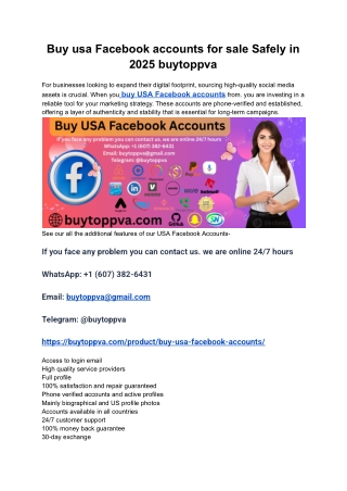Buy usa Facebook accounts for sale Safely in 2025 buytoppva